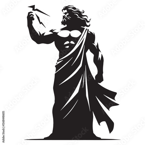 Unmatched Zeus silhouette, the all-seeing father of gods - Zeus illustration - Zeus vector - Greek god silhouette

