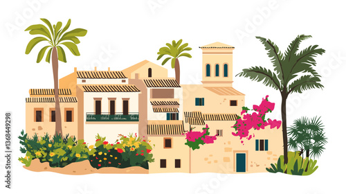 Majorca landscape. Spain house on the beach.