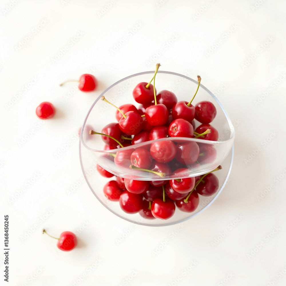 A top view of a delicate handblown clear glass bo A top view of a delicate handblown clear glass bo