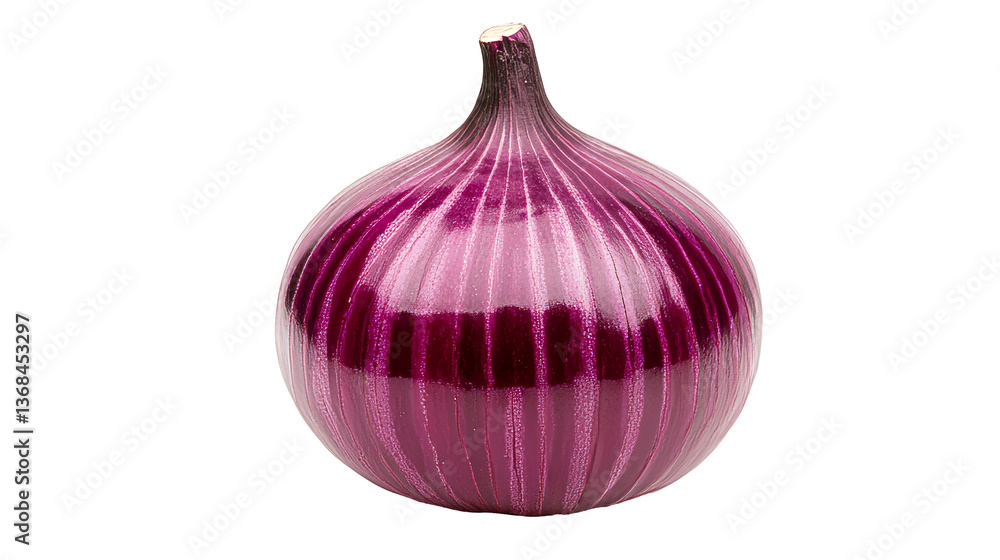 Fototapeta premium Fresh red onion bulb, closeup isolated, cut out transparent