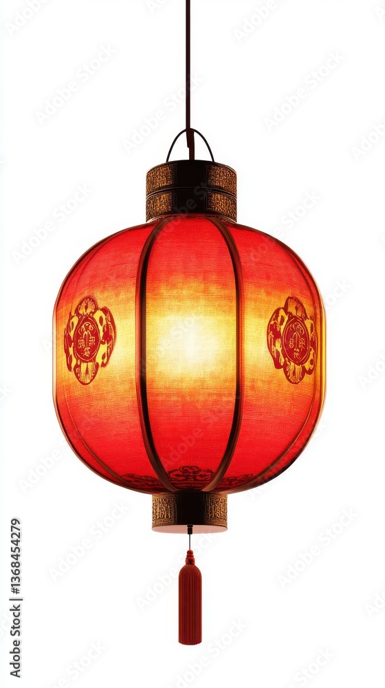 Red Chinese Lantern with Ornate Designs Red Chinese Lantern with Ornate Designs