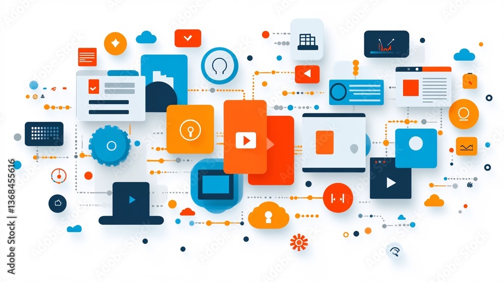 Colorful Infographic Design Representing Creative Digital Elements and Seamless Data Flow Colorful Infographic Design Representing Creative Digital Elements and Seamless Data Flow