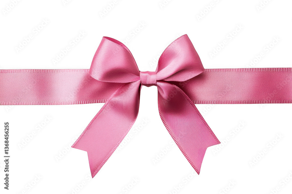 Close view of a pink ribbon bow on a transparent background Close view of a pink ribbon bow on a transparent background