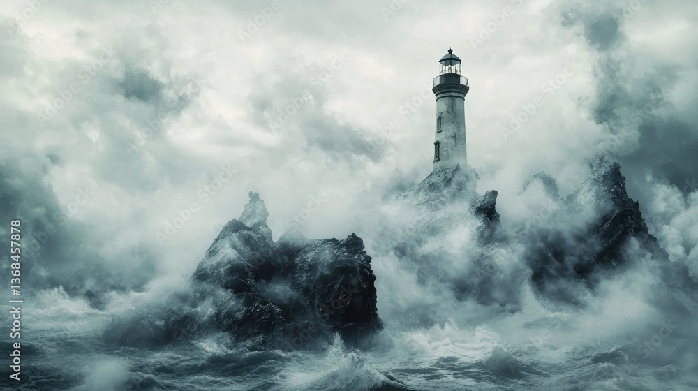 A Towering Lighthouse Braving the Might of a Stormy Sea Amidst Wild Weather Whispers A Towering Lighthouse Braving the Might of a Stormy Sea Amidst Wild Weather Whispers