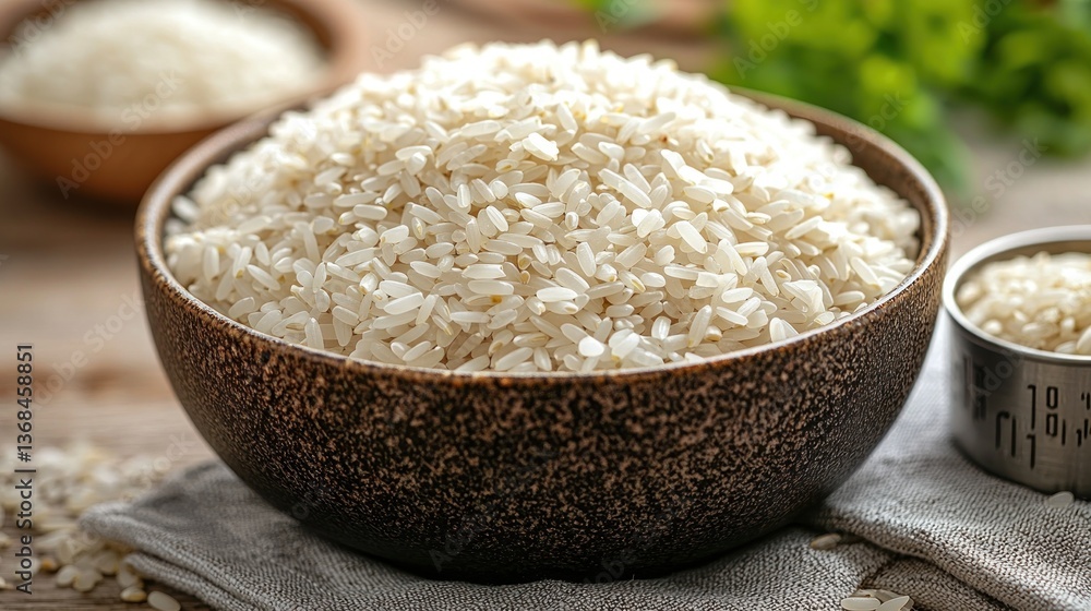 Freshly harvested white rice in a bowl Freshly harvested white rice in a bowl