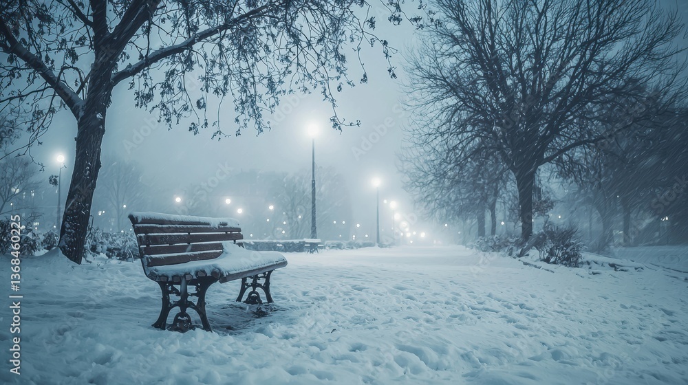 A Serene Snowy Bench Amidst the Gentle Whispers of Winter's Weather Phenomena A Serene Snowy Bench Amidst the Gentle Whispers of Winter's Weather Phenomena
