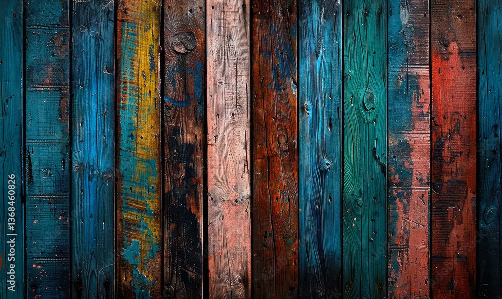 Vibrant Weathered Wood Planks Background - Colorful Grungy Rustic Texture for Design and Decor Inspiration Vibrant Weathered Wood Planks Background - Colorful Grungy Rustic Texture for Design and Decor Inspiration