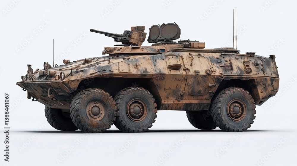 A rugged military armored vehicle designed for tactical operations on challenging terrains. A rugged military armored vehicle designed for tactical operations on challenging terrains.