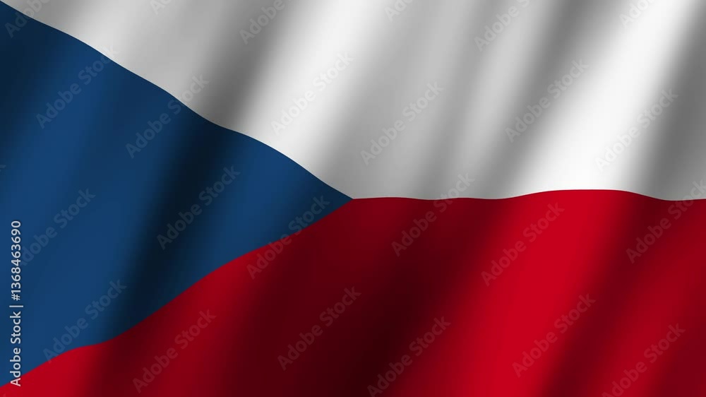 Czech Republic flag waving in the wind showcasing national pride and heritage during a sunny day in Prague Czech Republic flag waving in the wind showcasing national pride and heritage during a sunny day in Prague