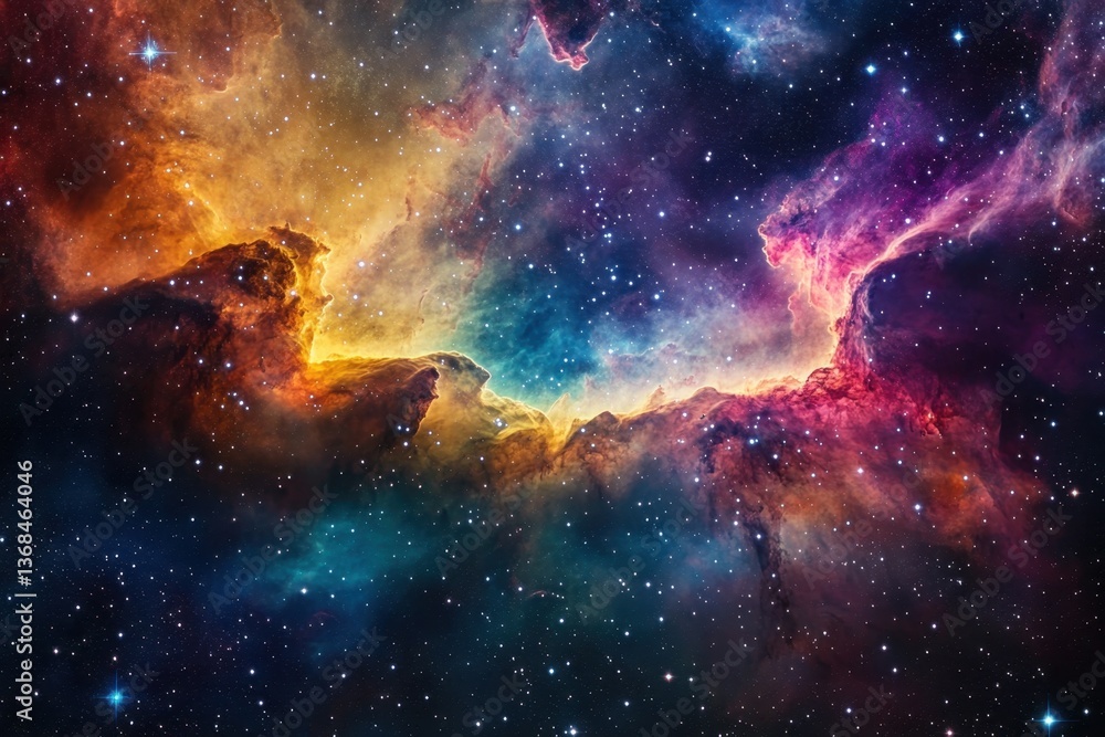 Naklejka premium Colorful nebula with stars in deep space captured at night