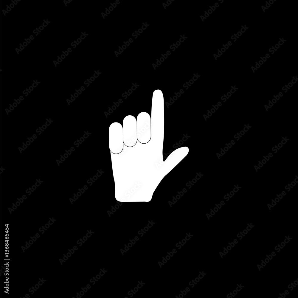 Hand gesture raising the index finger icon isolated on black background Hand gesture raising the index finger icon isolated on black background