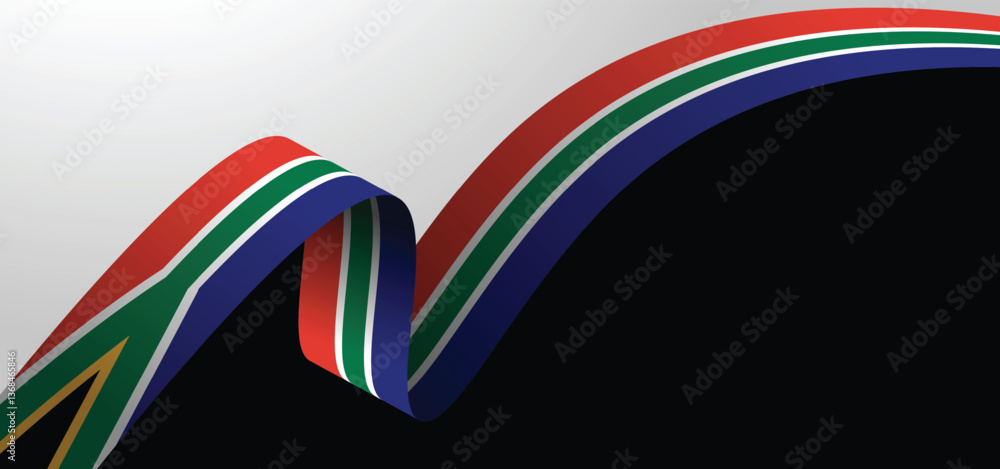 Obraz premium South Africa flag ribbon vector background
