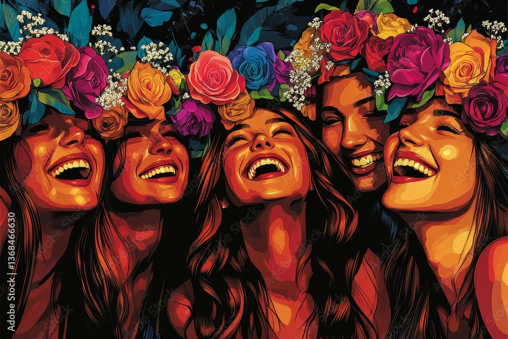 Obraz premium Floral Festival Joy, Flower crowns