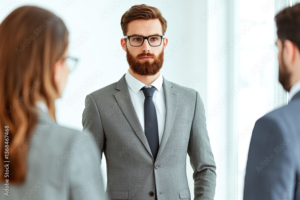 Business meeting discussion among professionals in modern office setting engaging dialogue corporate environment Business meeting discussion among professionals in modern office setting engaging dialogue corporate environment