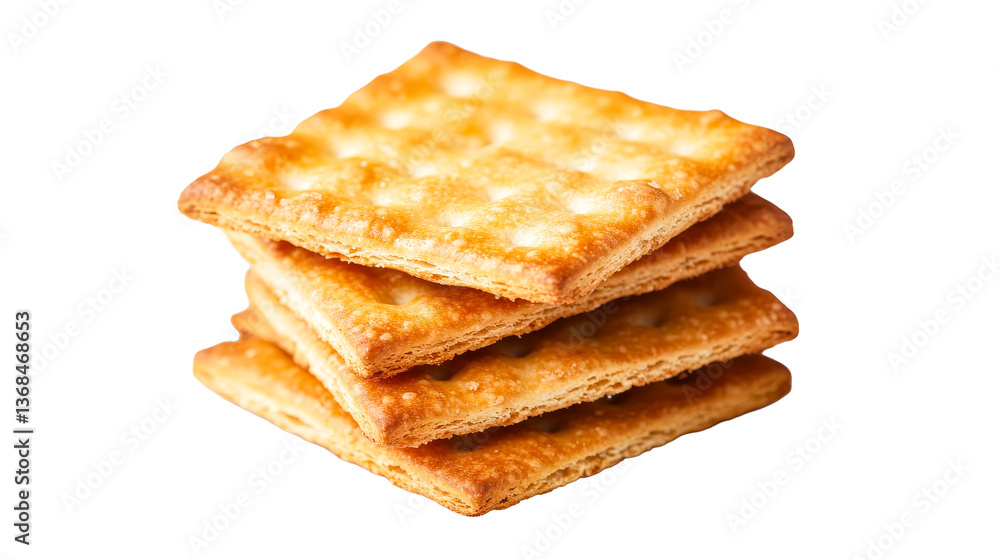 Stack of four delicious square crackers, cut out transparent Stack of four delicious square crackers, cut out transparent