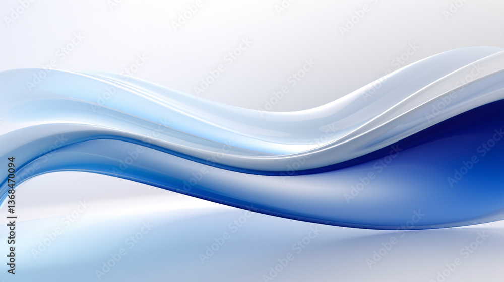 Fototapeta premium A smooth and serene abstract design featuring a white background with a calming blue and white gradient.