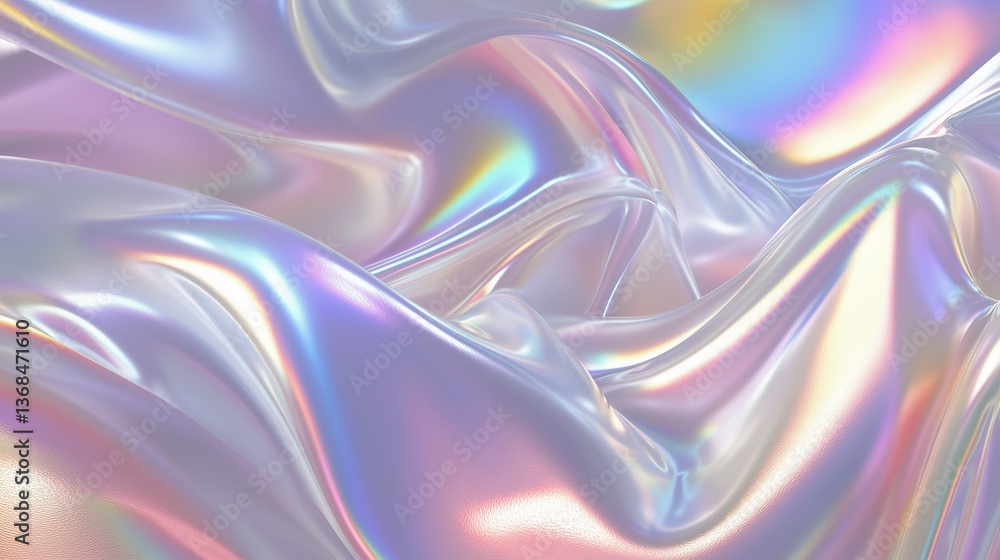 Fototapeta premium Holographic iridescent wave with shifting pastel colors