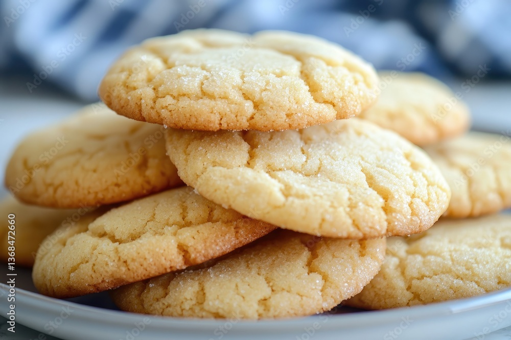 plate filled with a stack of soft, round cookies. The cookies have a light golden-brown color, indicating they are freshly baked. plate filled with a stack of soft, round cookies. The cookies have a light golden-brown color, indicating they are freshly baked.
