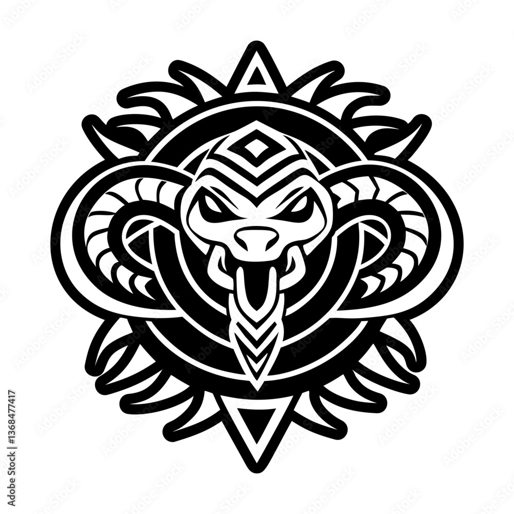 Naklejka premium A solid style icon of serpent tattoo