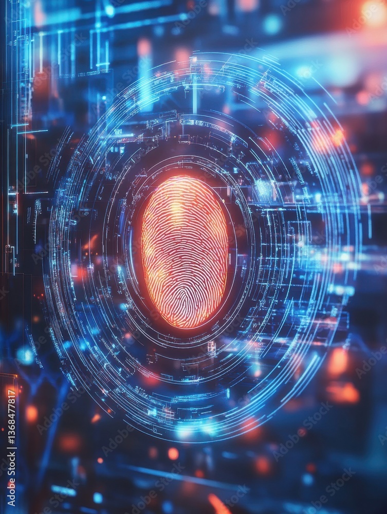 Obraz premium Fingerprint Scan in Digital Interface