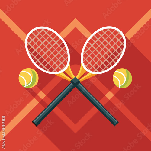 Illustration of tennis racket with ball and equipment for sport and recreation