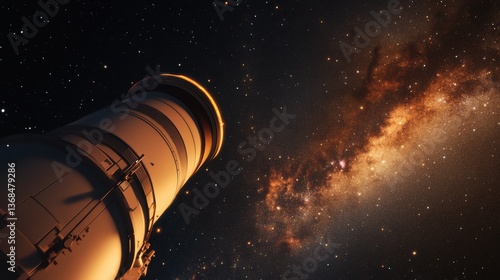 A high tech telescope capturing distant galaxies through its optic lens.