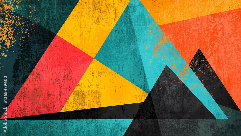 Fototapeta premium Dull colour geometry abstract art design for background wallpaper, triangle, circle and rectangle