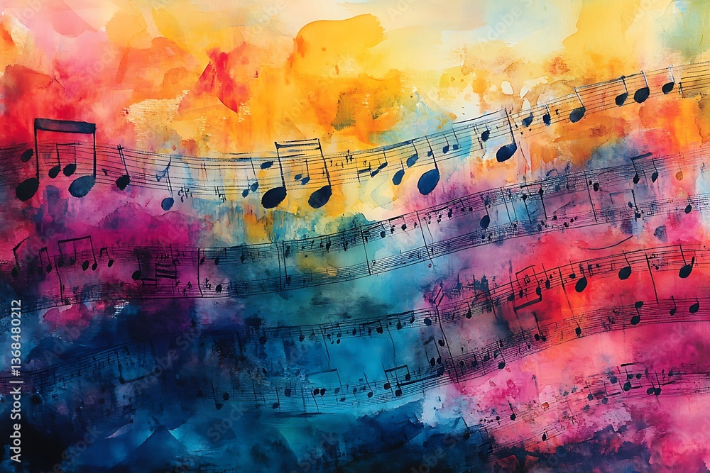 custom made wallpaper toronto digitalJazz sheet music floating over an abstract watercolor background, creating a fusion of traditional and modern art