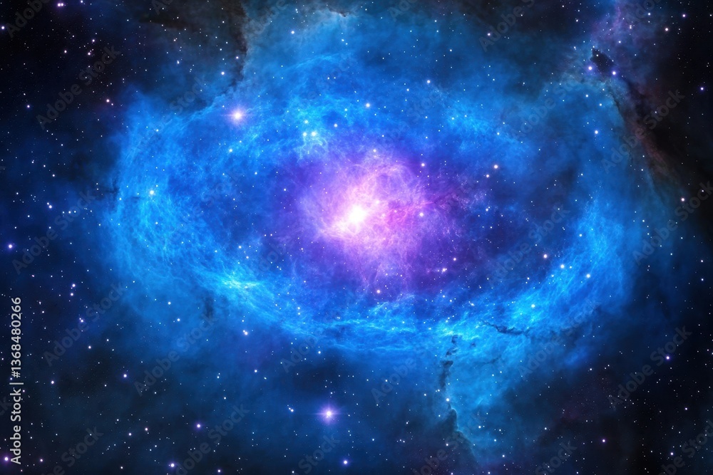 Fototapeta premium Vibrant blue nebula glowing in the expanse of space reveals cosmic beauty