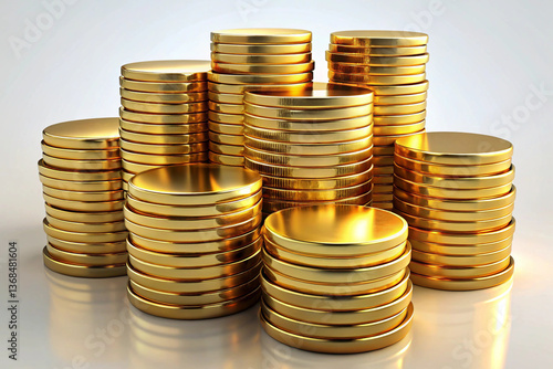 Stacks of Shiny Gold Coins Symbolizing Wealth and Financial Success (1)