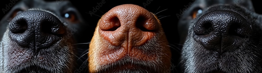 Naklejka premium Three Dog Noses Close Up.