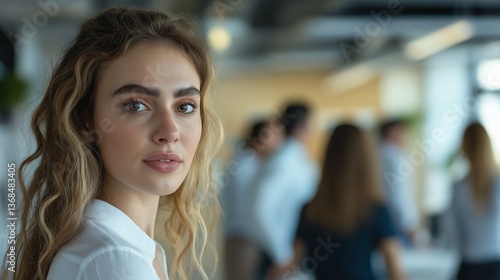 Wallpaper Mural Employees working at a company. Appearances of team members. Business collaboration with team members. Document and data processing. AI generation. Torontodigital.ca