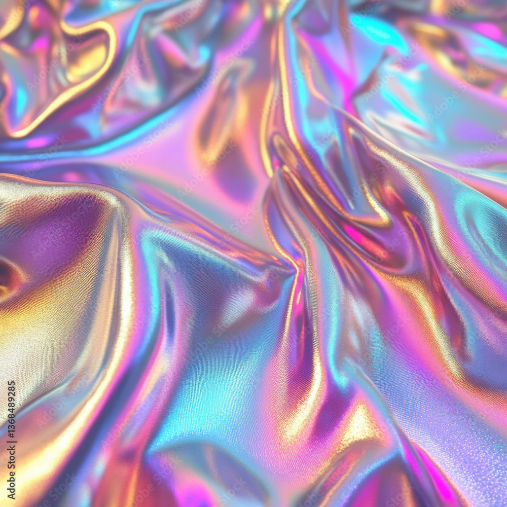 Fototapeta premium A futuristic holographic foil surface with high-resolution texture and prismatic rainbow reflections