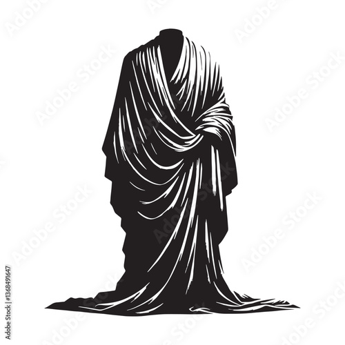 Philosophical Greek Philosopher Robe silhouette, an icon of ancient wisdom - Greek Philosopher Robe illustration - Greek Philosopher Robe vector - Ancient Greek silhouette - Greek dresses silhouette

