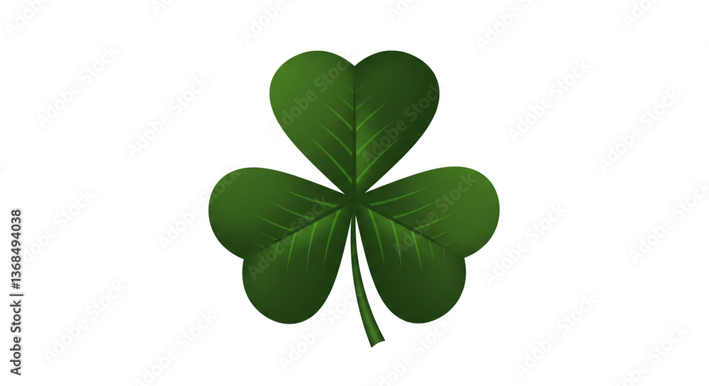 A vibrant shamrock, symbol of Irish luck and St. Patrick's Day, rendered with rich green hues against a clean white background. A vibrant shamrock, symbol of Irish luck and St. Patrick's Day, rendered with rich green hues against a clean white background.