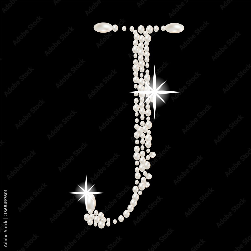 Capital Letters of English alphabet romantic with pearls