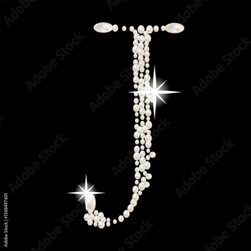 Obraz na płótnie Capital Letters of English alphabet romantic with pearls w salonie