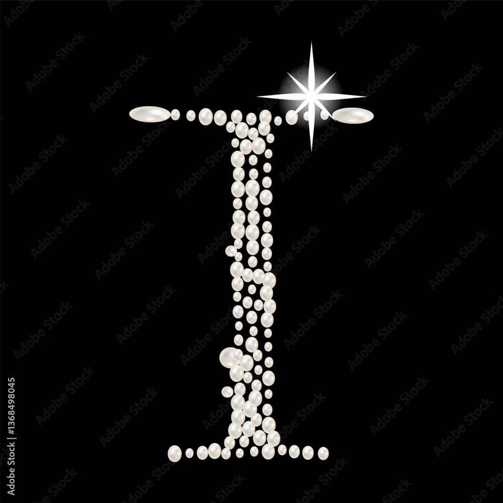 Capital Letters of English alphabet romantic with pearls