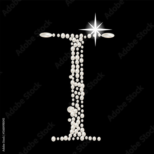 Obraz na płótnie Capital Letters of English alphabet romantic with pearls w salonie