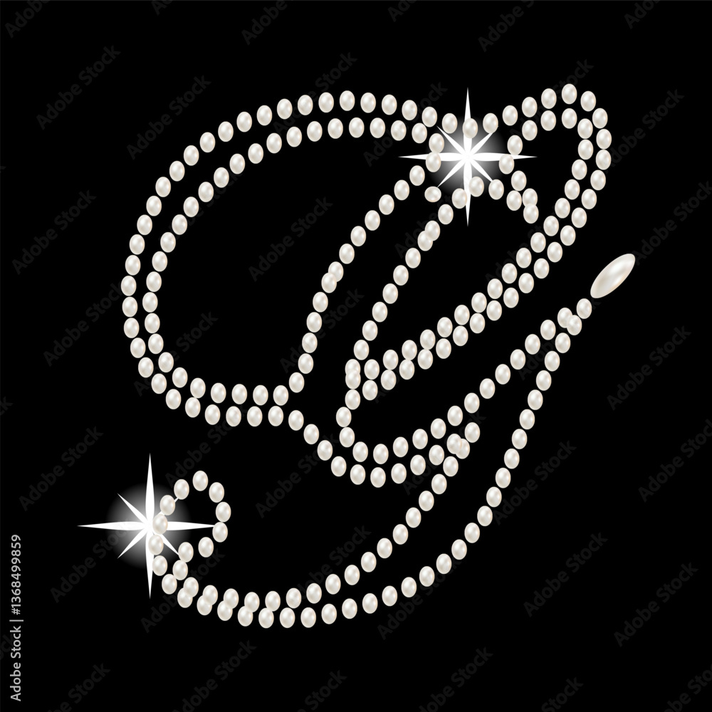 Capital Letters of English alphabet romantic with pearls