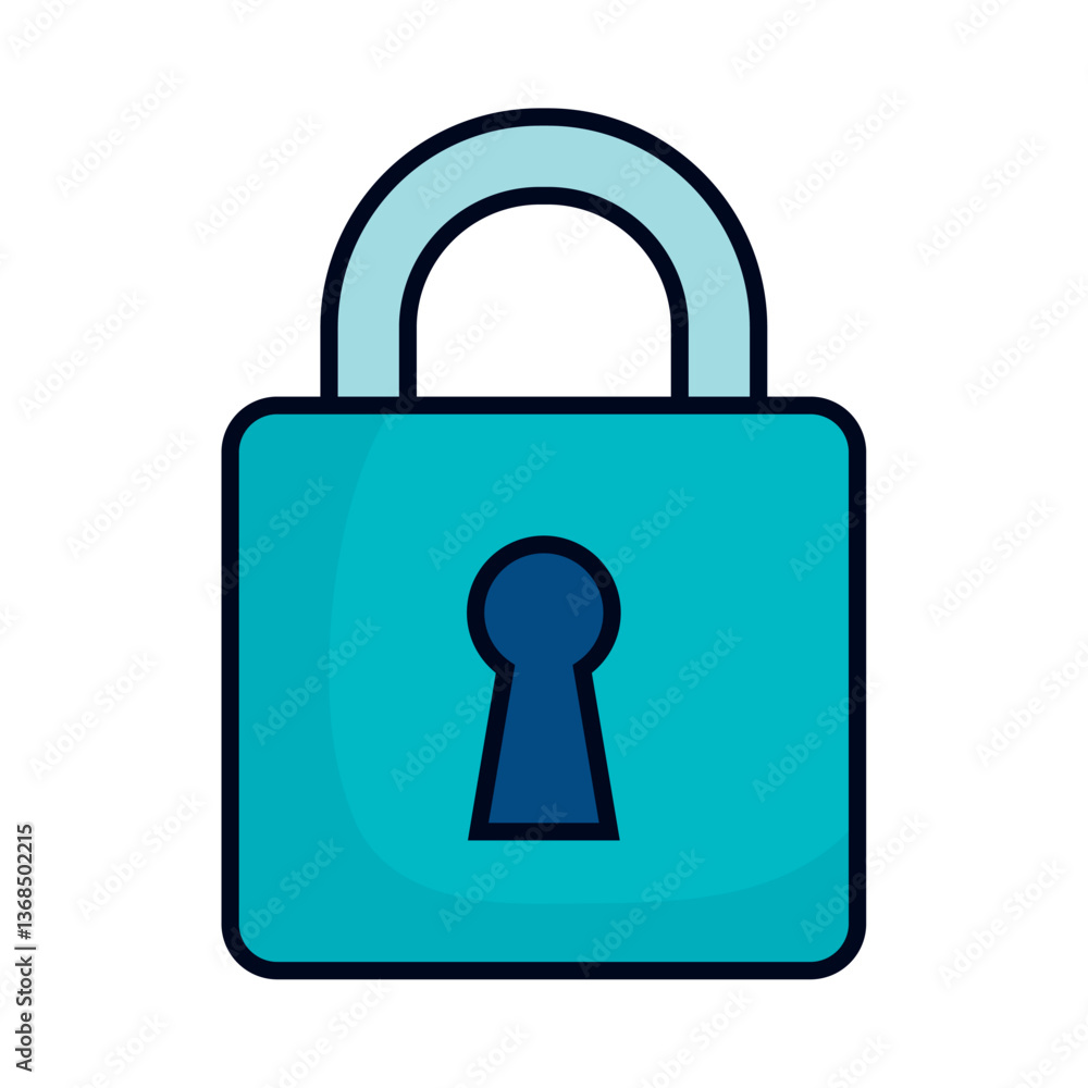 Vector illustration of a blue padlock with a dark blue keyhole and a subtle shadow, symbolizing security, privacy, data protection, restricted access. Vector illustration of a blue padlock with a dark blue keyhole and a subtle shadow, symbolizing security, privacy, data protection, restricted access.