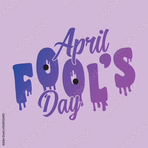 April fool's day. April 01. Silly face emoticon with tongue sticking out on black background. Poster or banner. Flat design vector illustration.