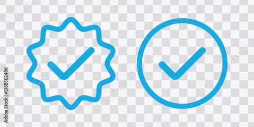  Verified Badge Icon Set – Blue Line Check Marks for Social Media