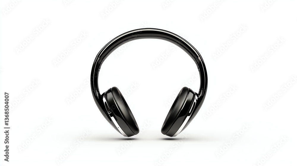 Stylish black headphones designed for immersive audio experience, isolated on a white background. Stylish black headphones designed for immersive audio experience, isolated on a white background.