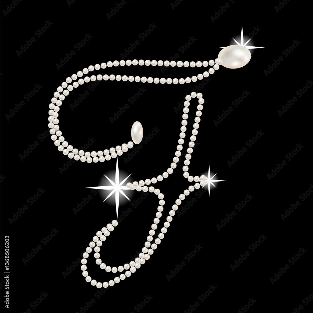 Capital Letters of English alphabet romantic with pearls