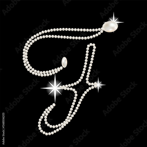Obraz na płótnie Capital Letters of English alphabet romantic with pearls w salonie