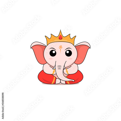 Baby Lord Ganesha child sits on white background