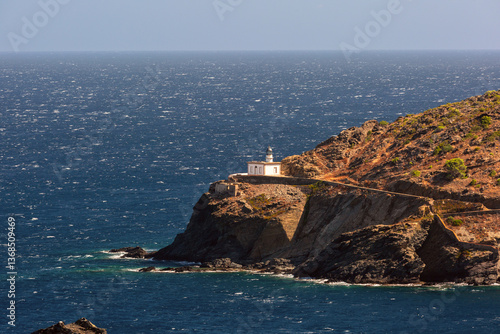 Obraz na płótnie Far de Cala Nans lighthouse on rocky coastline near Cadaques in Spain w salonie