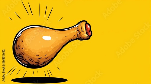 Roasted Chicken Leg Pixel Art Illustration