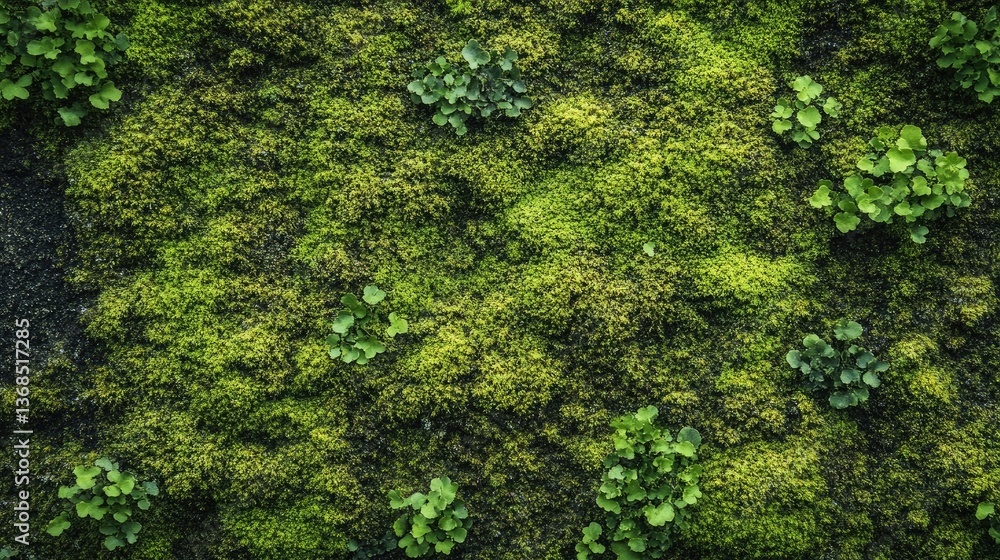 Textured surface with moss as background, top view Textured surface with moss as background, top view